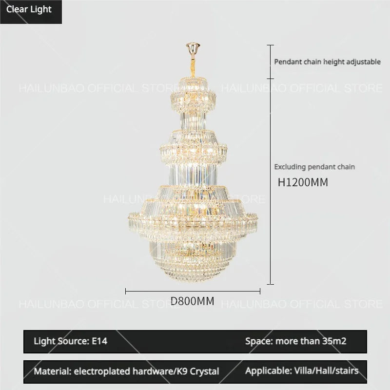 DecorBites™ Crystal Chandelier: Villa High Living Room Luxury Lighting