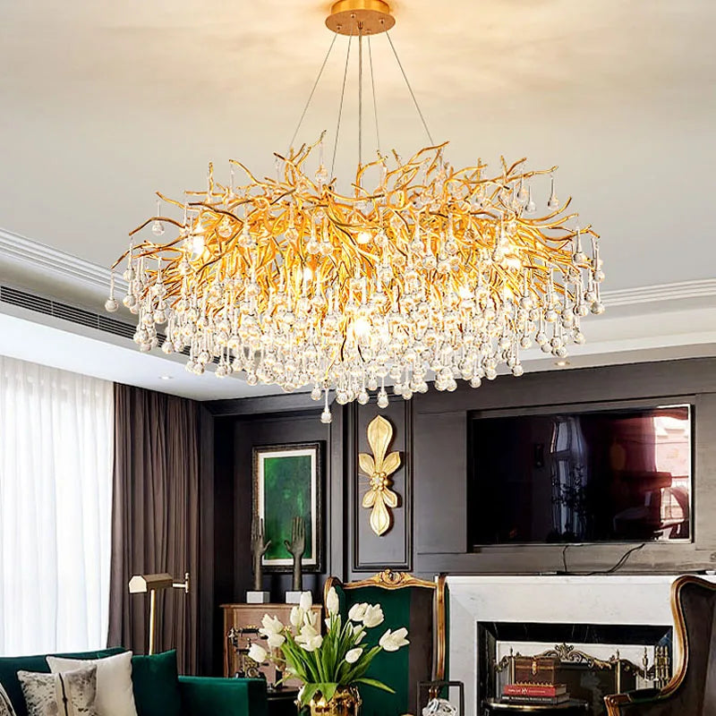 DecorBites™ Crystal Chandelier: Modern LED Luxury for Living Room Decor & Lighting