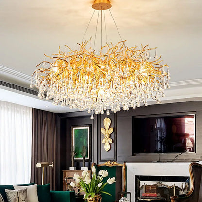 DecorBites™ Crystal Chandelier: Modern LED Luxury for Living Room Decor & Lighting