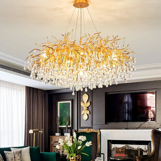 DecorBites™ Crystal Chandelier: Modern LED Luxury for Living Room Decor & Lighting