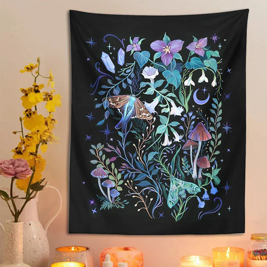 Decobites Psychedelic Mushroom Flower Wall Tapestry Forest Tapestries for Home Decor