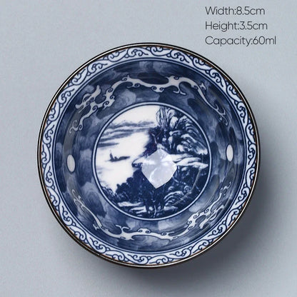 DecorBites™ Ceramic Kung Fu Tea Cup, Japanese Style Porcelain Espresso Coffee Cup