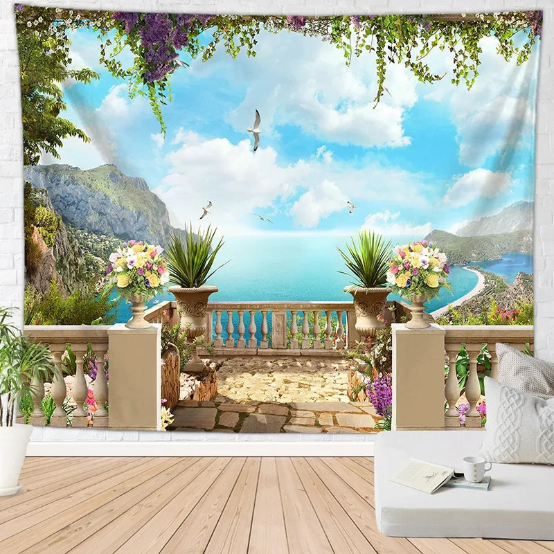 Decobites Vacation Landscape Tapestries: Customizable Fabric Decor for Living Room and Bedroom