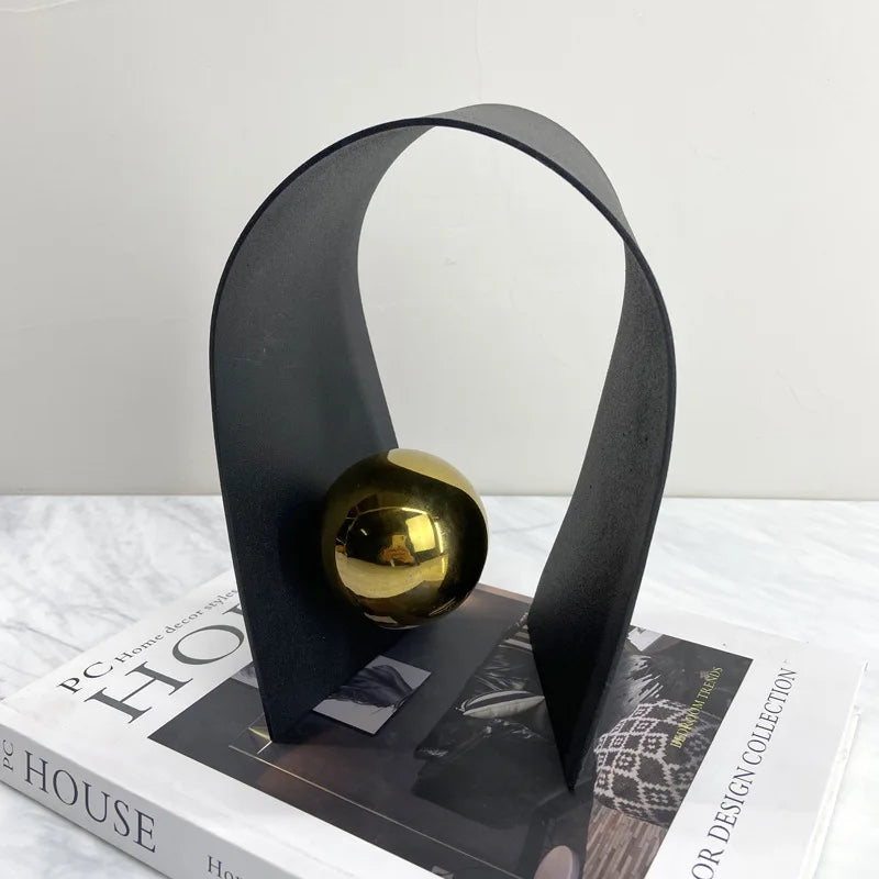 DecorBites™ Golden Sphere Metal Arches Geometric Art Ornaments for Home Decor