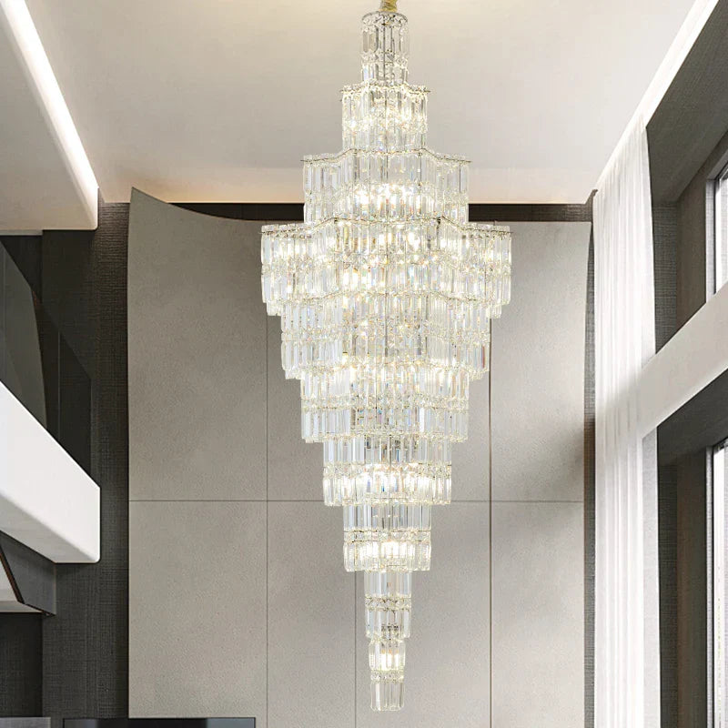 DecorBites™ Crystal Staircase Chandelier: Luxury European Style for Villa Living Room