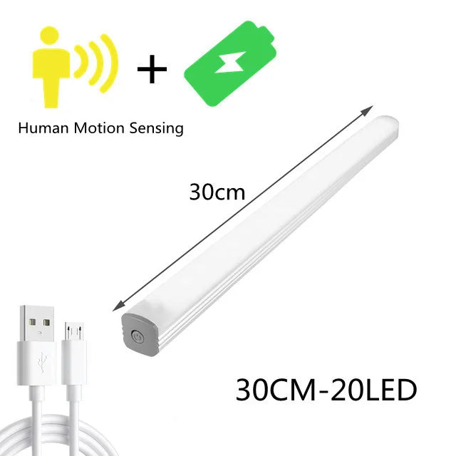 Lámpara de noche para armario DecorBites™ con luz LED inalámbrica regulable, sensor de movimiento y recargable.