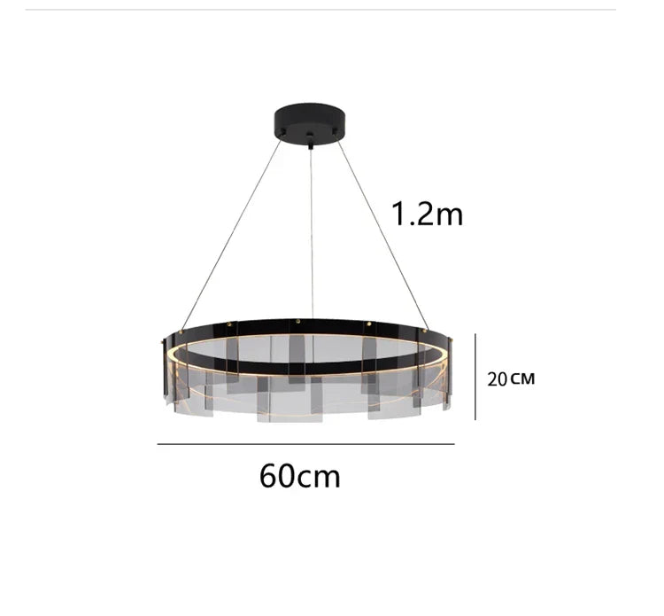 DecorBites™ Glass Circle LED Pendant Light: Stratos Luxury Chandelier for Kitchen Island
