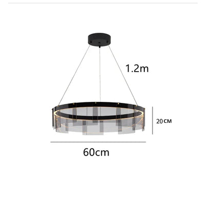 DecorBites™ Glass Circle LED Pendant Light: Stratos Luxury Chandelier for Kitchen Island
