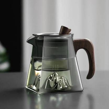 Tetera de vidrio DecorBites™ con infusor, tetera para té de hierbas y flores, filtro cuadrado transparente