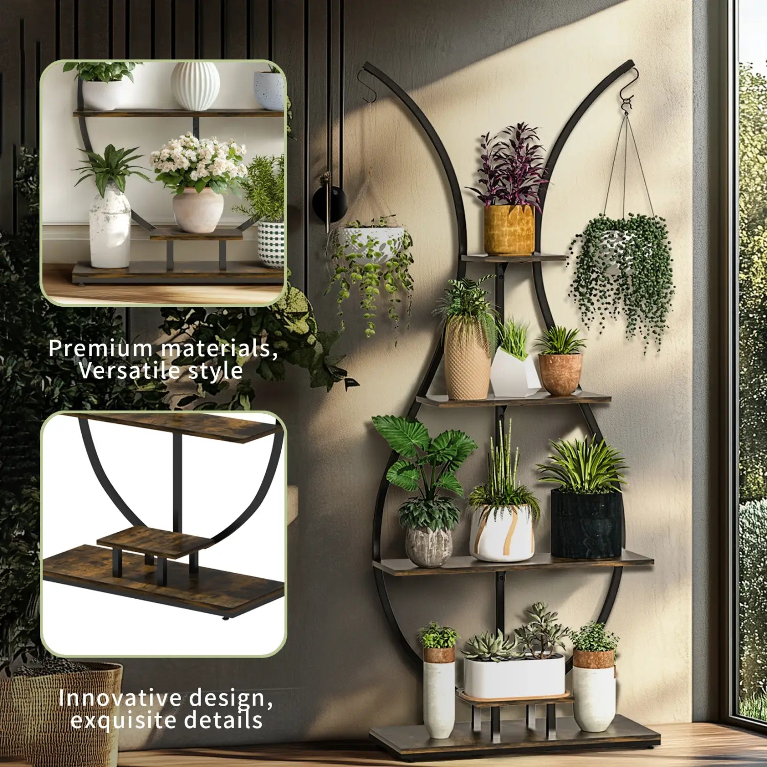 DecorBites™ Tall Metal Plant Stand with 5 Tiers
