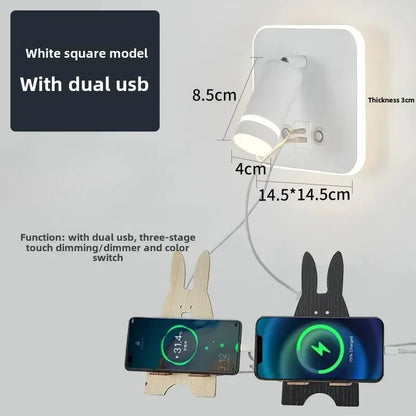 DecorBites™ LED USB Reading Wall Lamp with Dimmable Metal Body and Acrylic Shade