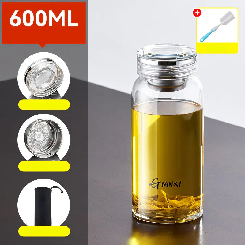 DecorBites™ Glass Tea Bottle with Strainer and Lid