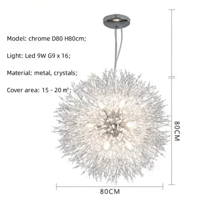 DecorBites™ Dandelion Gold/Chrome Chandelier with Crystals, G9 Pendant Lights for Elegant Lighting