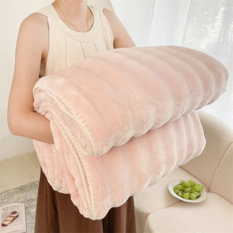 DecorBites™ Bubble Velvet Woolen Sofa Blanket - Soft & Warm Multi-Purpose Cover