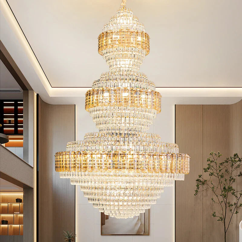 DecorBites™ Crystal Duplex Chandelier for Hotel Lobby and Living Room