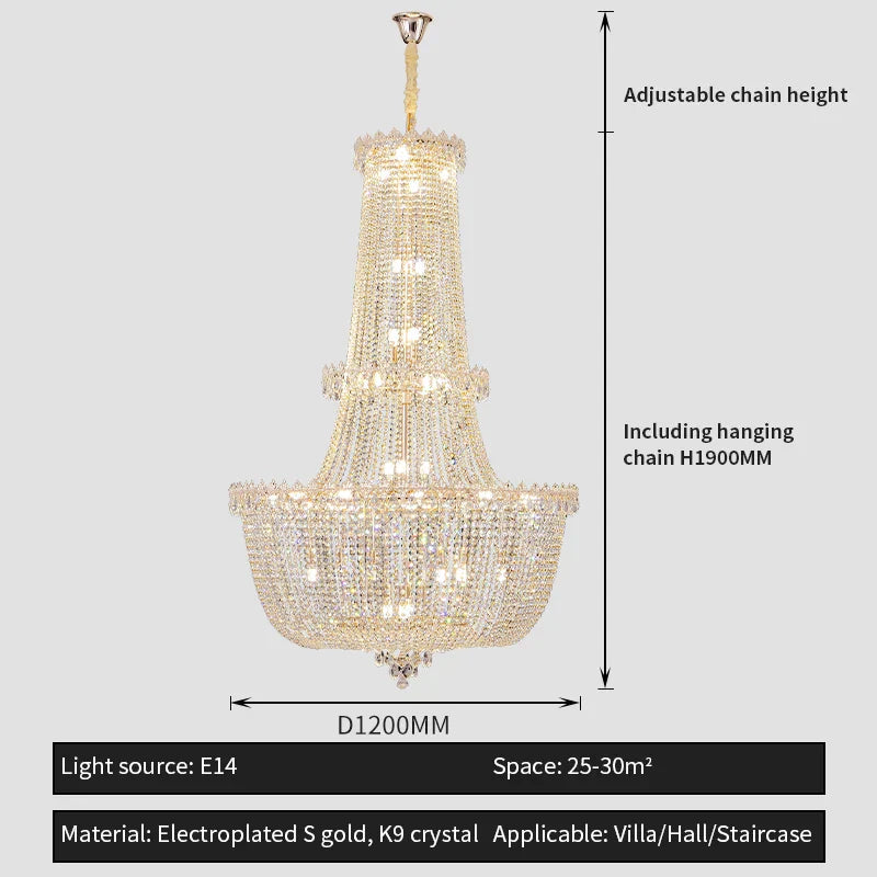 DecorBites™ Crystal Luxe Chandelier for Villa Hotel Living Room - European Modern Style