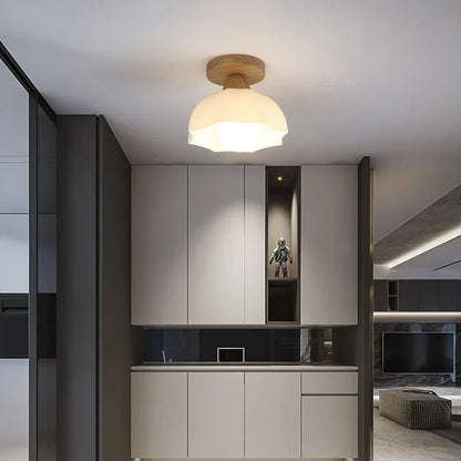 DecorBites™ LED Ceiling Lamp Modern Style Wood Glass Luminaria