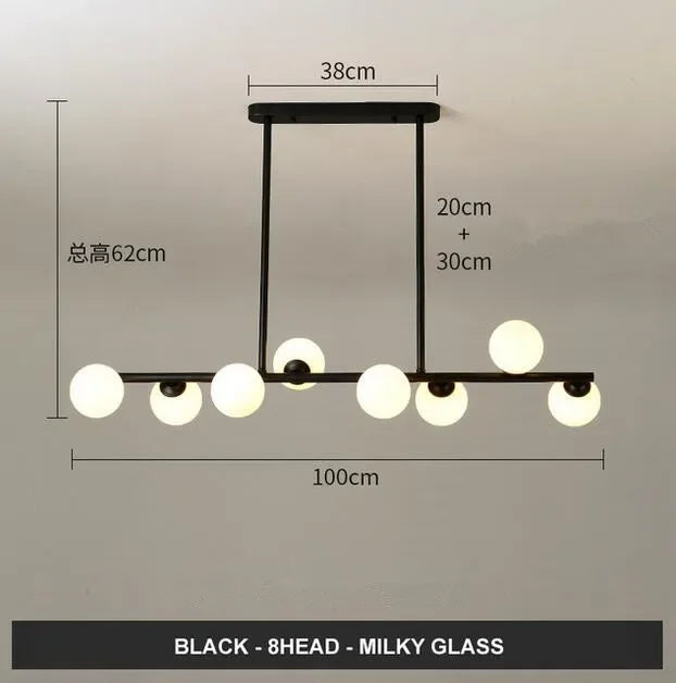 DecorBites™ Glass Balls Chandelier: Stylish Suspension Lighting for Dining Room, Kitchen, and Office