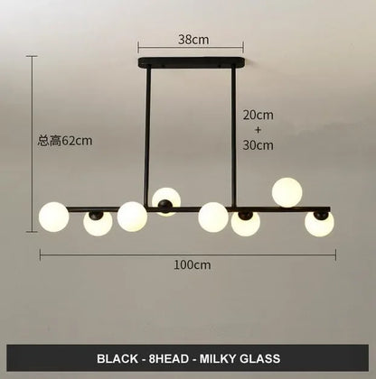 DecorBites™ Glass Balls Chandelier: Stylish Suspension Lighting for Dining Room, Kitchen, and Office