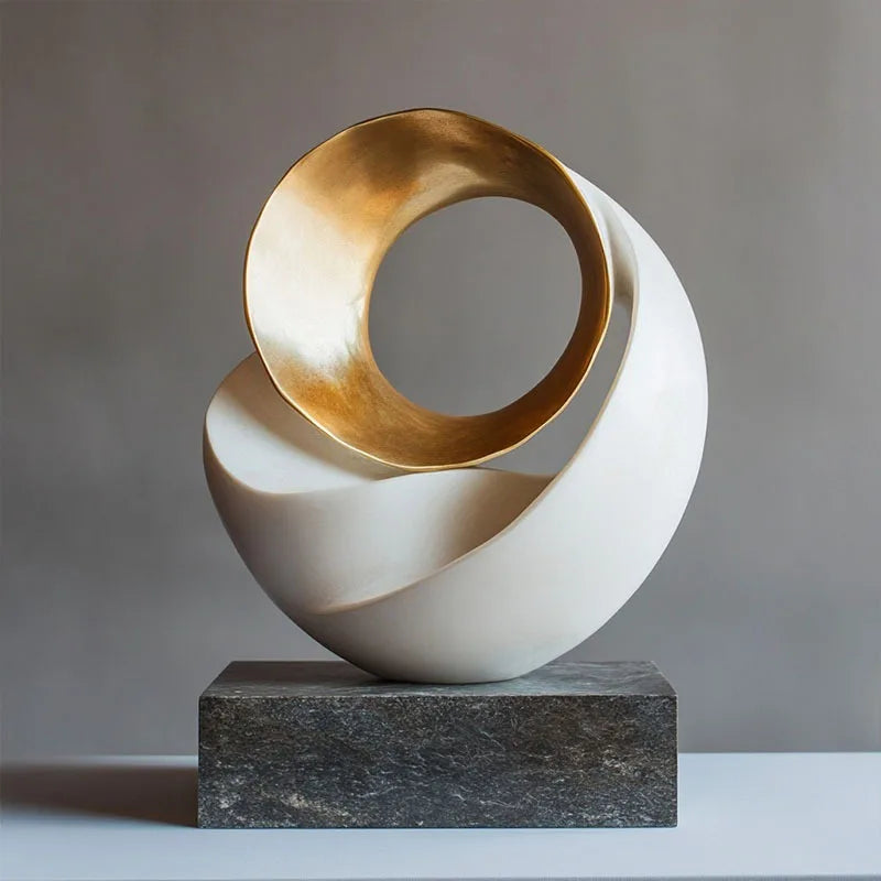 DecorBites™ Golden Geometric Resin Sculpture: Hollowed-out Tree Holes Twisted Statue Home Decor