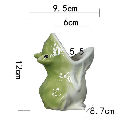 DecorBites™ Cute Frog Succulent Flower Pot Ceramic Garden Plant Pot Frog Shape Pot