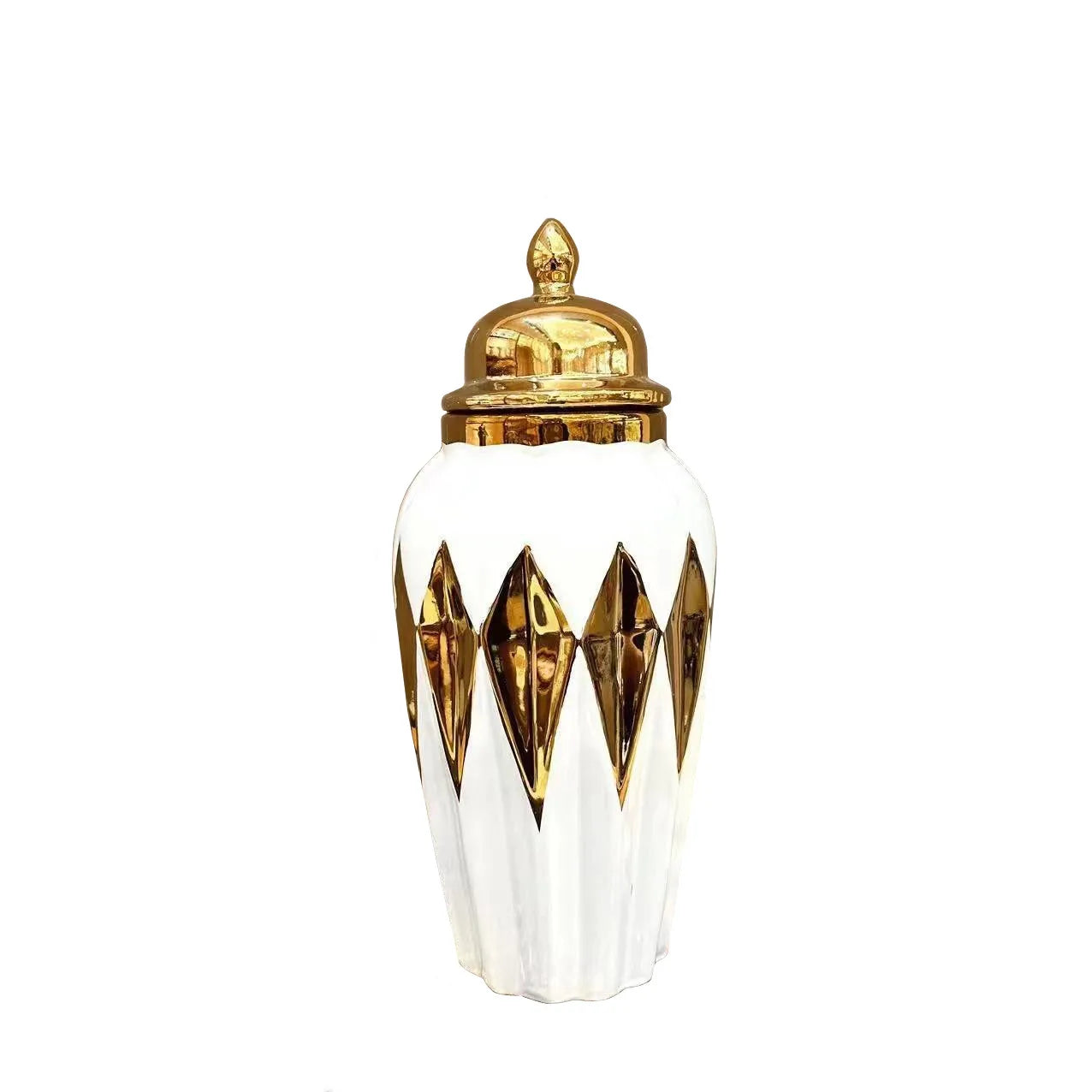 Gold Diamond Ceramic Vase
