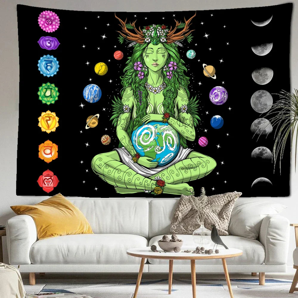 Decobites Seven Chakra Psychedelic Witchcraft Tapestry for Home Decor