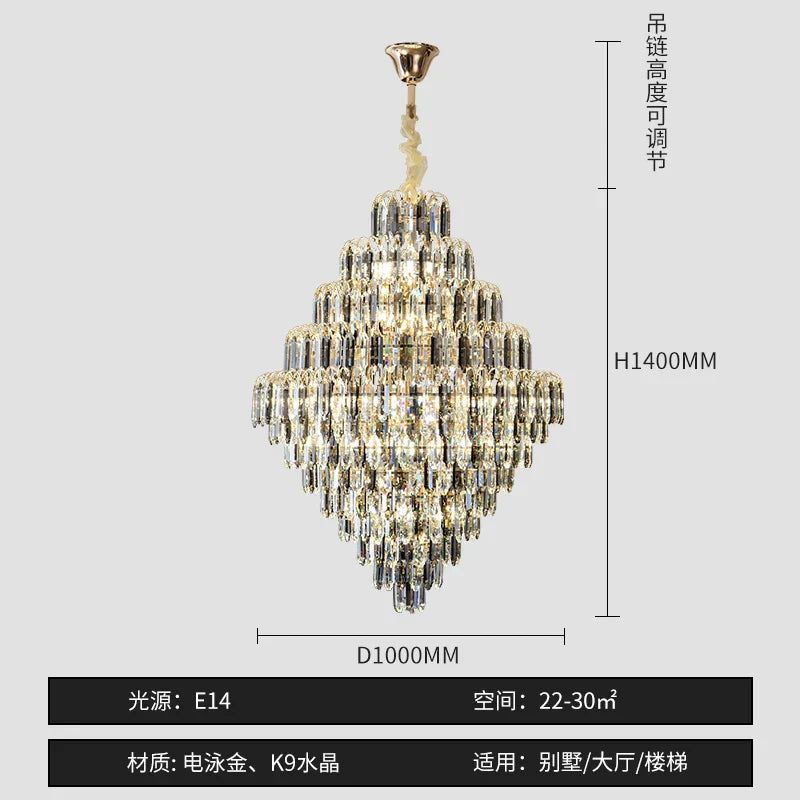 DecorBites™ Designer LED Crystal Chandelier for Luxury Villas, Hotels & Restaurants