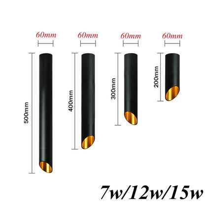 Nordic Long Tube Dimmable Pendant Light White Aluminum