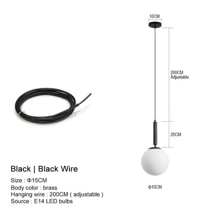 Modern White Frosted Glass Globe Pendant Light