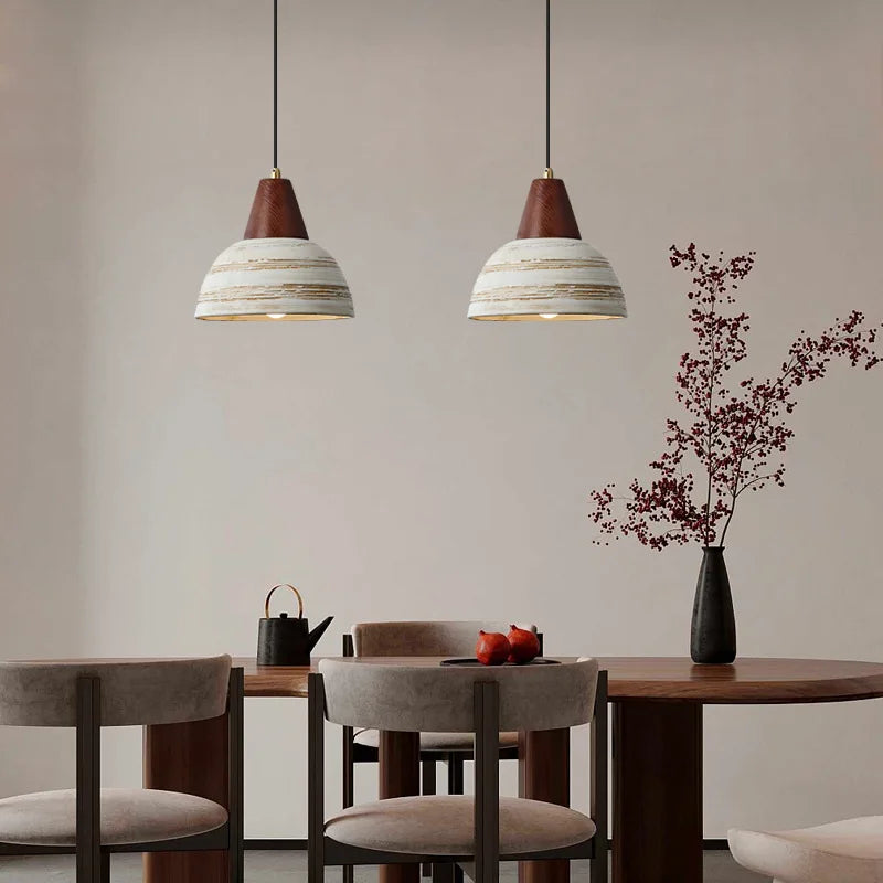 DecorBites™ Ceramic Wood LED Hanging Pendant Light - Nordic Modern Design