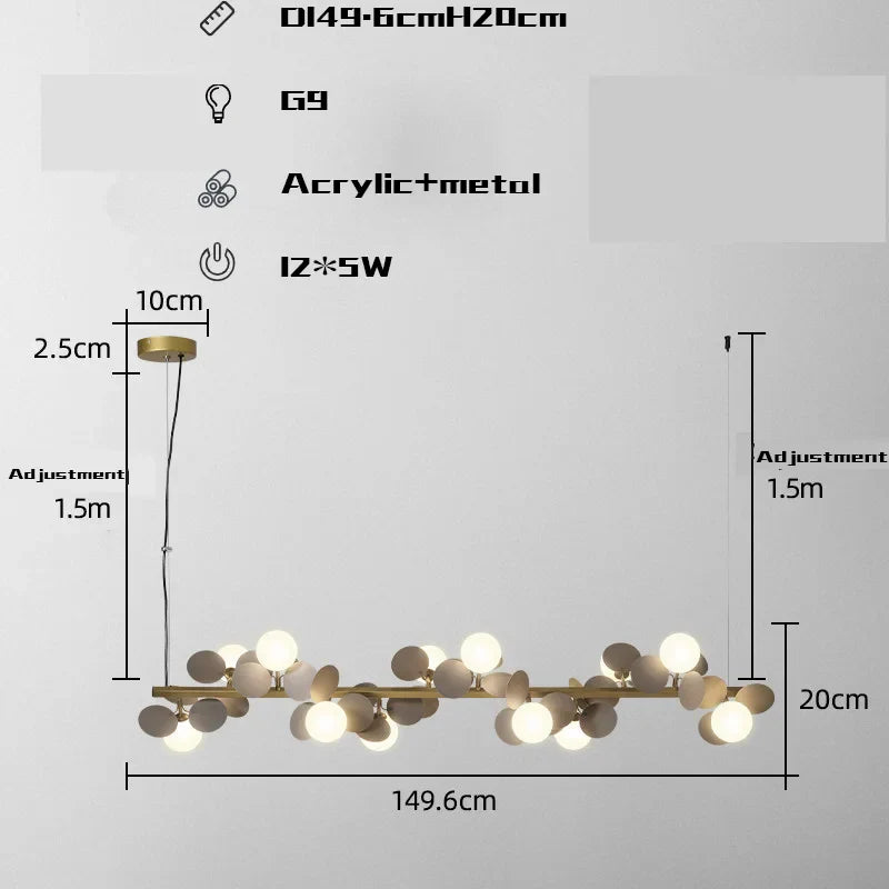Lámpara colgante LED DecorBites™ G9 de metal dorado con decoración floral acrílica