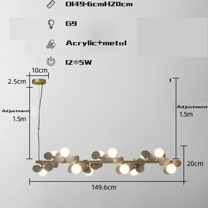 Lámpara colgante LED DecorBites™ G9 de metal dorado con decoración floral acrílica