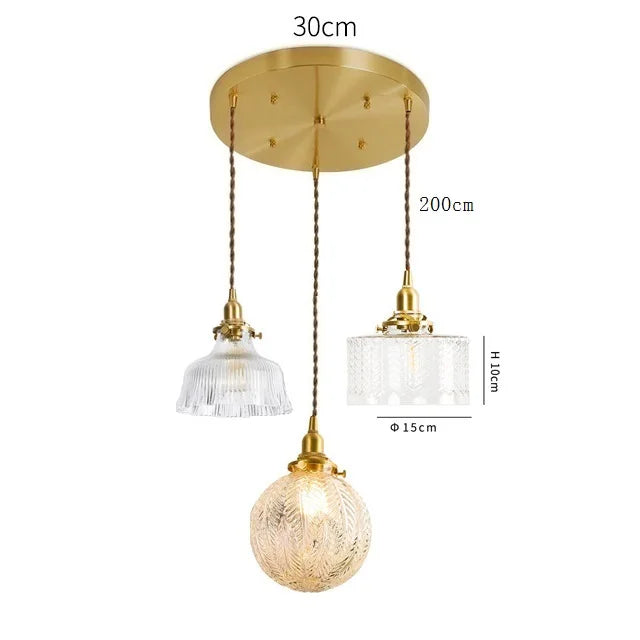 DecorBites™ Clear Glass LED Pendant Light: Modern Copper Hanging Lamp for Home Indoor Decor