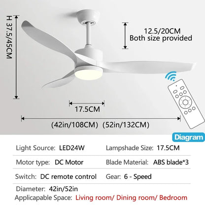 مروحة سقف DecorBites™ مقاس 52 بوصة سوداء مزودة بجهاز تحكم عن بعد لغرفة المعيشة والمطعم والمنزل