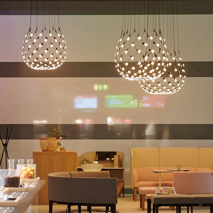 DecorBites™ LED Net Pocket Pendant Light: Minimalist Creative Art Chandelier for Living Room