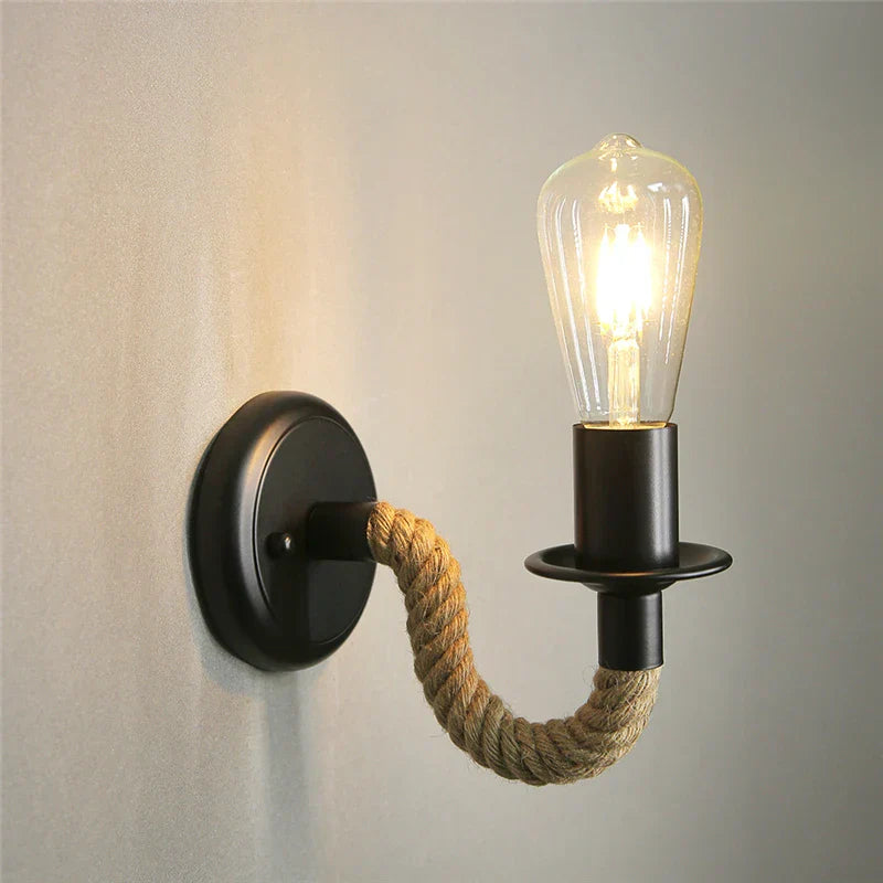 DecorBites™ Industrial Loft Hemp Rope Wall Lamp for Kitchen Living Room Bar Lighting