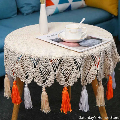 Decobites Cotton Macrame Tassel Wall Hanging Tapestry or Tablecloth