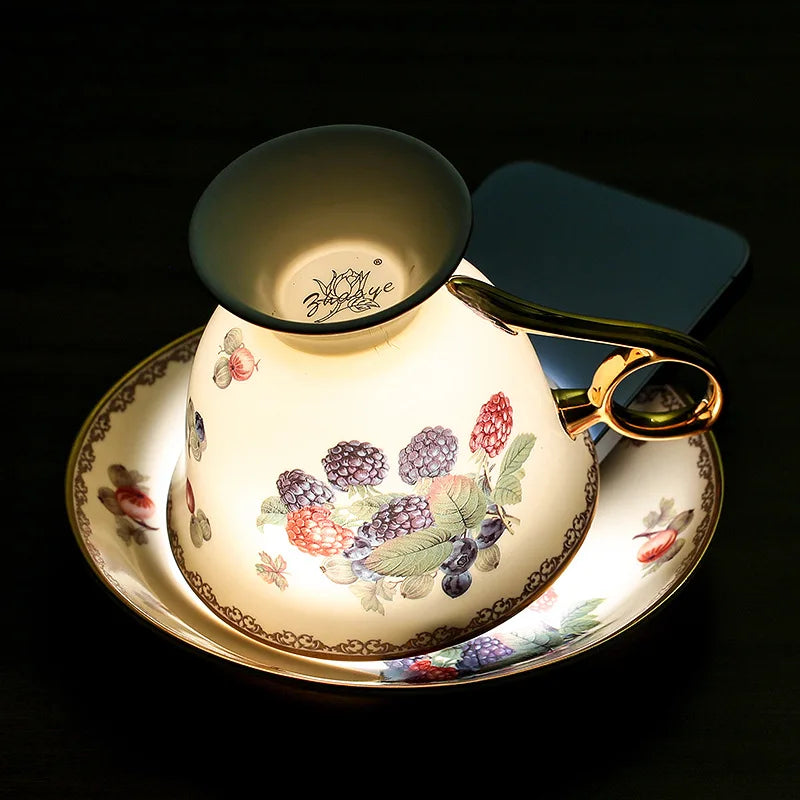 Juego de té DecorBites™ de porcelana fina: taza de té negro, platillo, taza de café, estilo francés de Phnom Penh