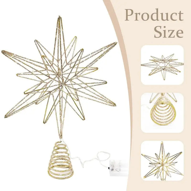 12.6 Inch Creative LED Lights Glitter Christmas Tree Decoration Christmas Tree Topper Christmas Tree Star Light Up party Props