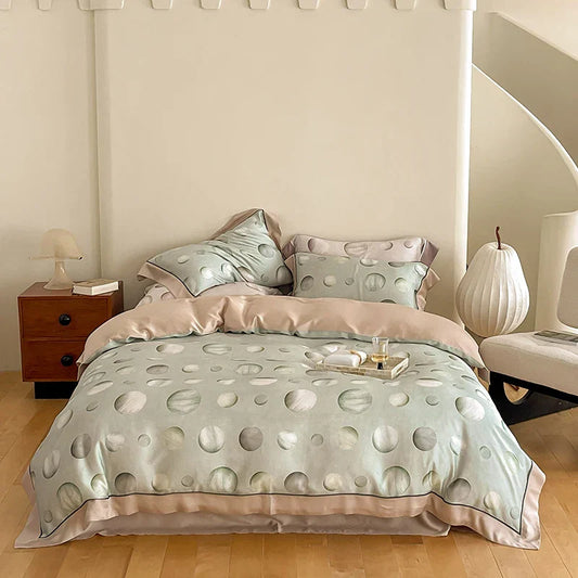 DecorBites™ Egyptian Cotton Bedding Set Queen King Ru Double, Quilt Cover Sheet Pillowcase