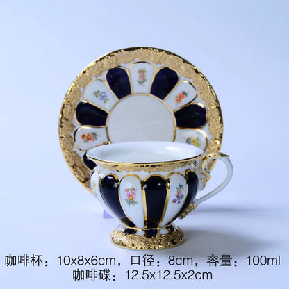 DecorBites™ Embossed Gold Bone China Tea Cup Saucer Set, German Design Drinkware