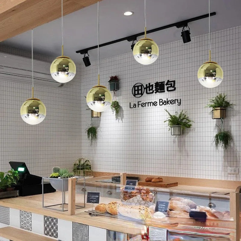 DecorBites™ Glass Ball Pendant Lights - Modern Electroplated Hanging Lamp Fixture