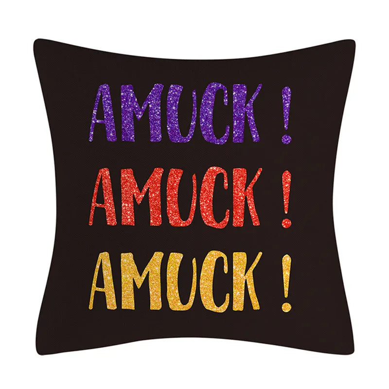 Funda de cojín de lino Decorbites™ de Halloween para la decoración del salón y el sofá - Truco o trato