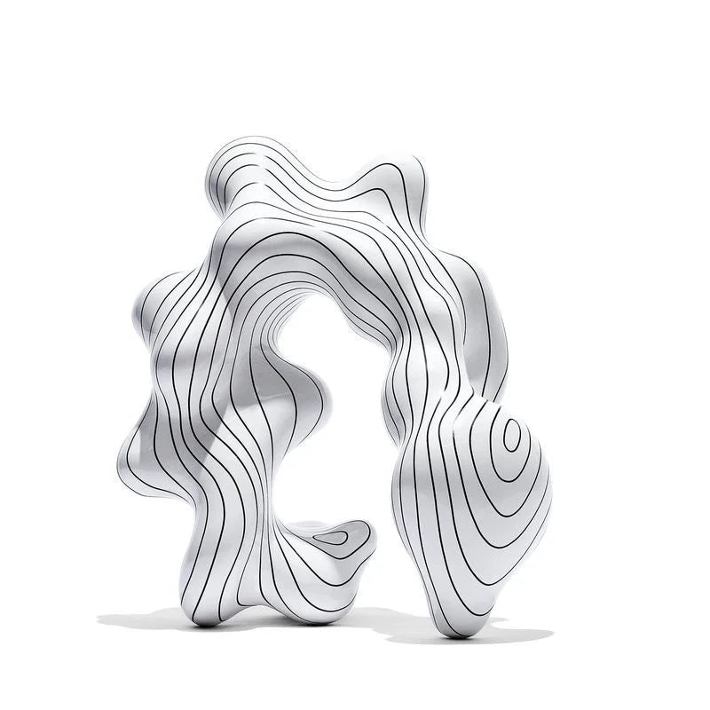 DecorBites™ Golden Ring Black and White Striped Abstract Resin Figurines Home Decor