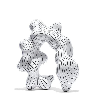 DecorBites™ Golden Ring Black and White Striped Abstract Resin Figurines Home Decor