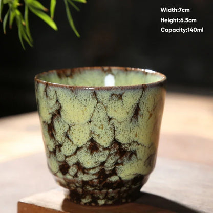 DecorBites™ Japanese Kiln Transformation Ceramic Tea Cup Espresso Coffee Mug Pottery Kung Fu Teacup