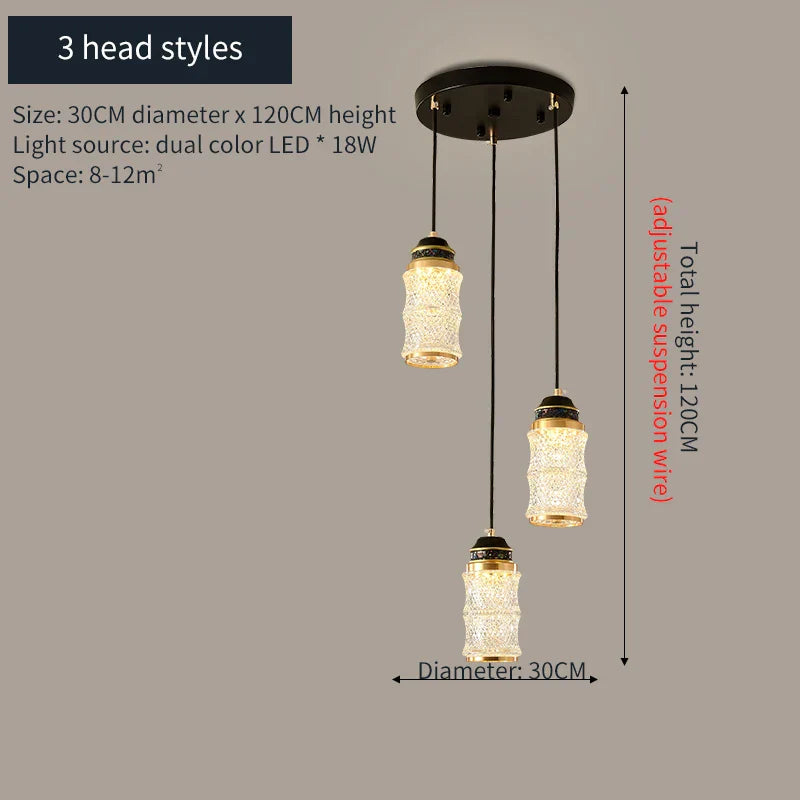 DecorBites™ Chinese Style Spiral Staircase Chandelier for Villa & Restaurant, LED Lamps