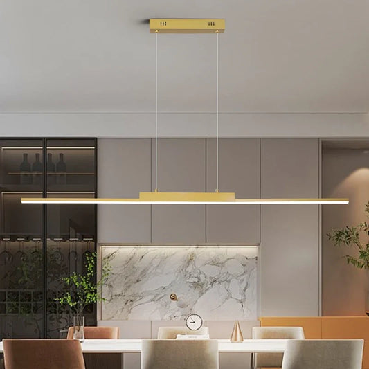 Minimalist Black Linear LED Pendant Light, Dimmable