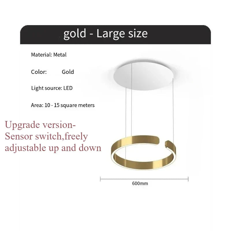 Modern Ring LED Pendant Light in Black or White